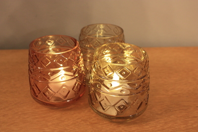 Aztec Design Glass Tea Light Holder